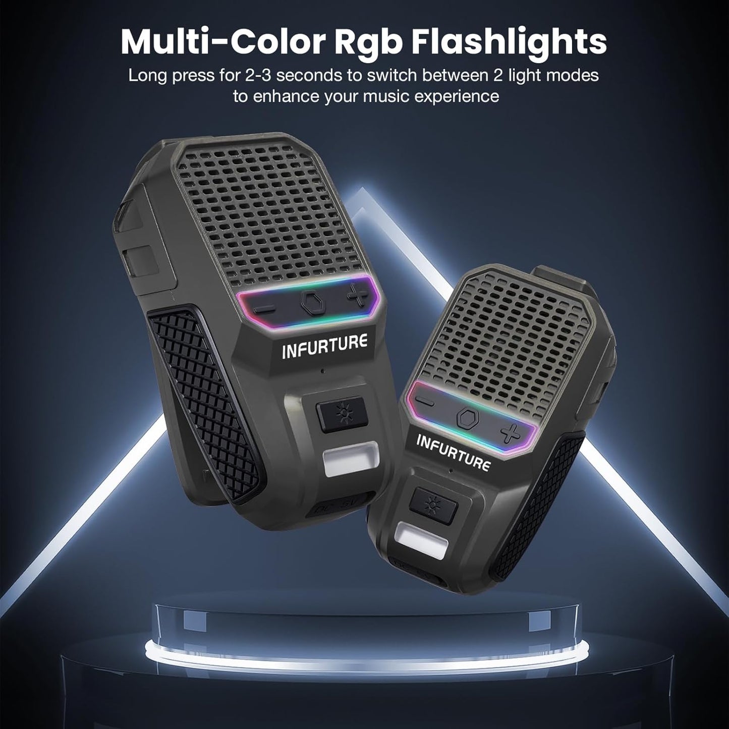 Wearable Bluetooth Speaker Clip on Speaker with Rgb/Flashlight Shower Speake Built-In Noise Reduction Mic, Bathroom Speakers for Hands-Free Music/Calls-For Work/Riding/Outdoor, Ideal Gifts