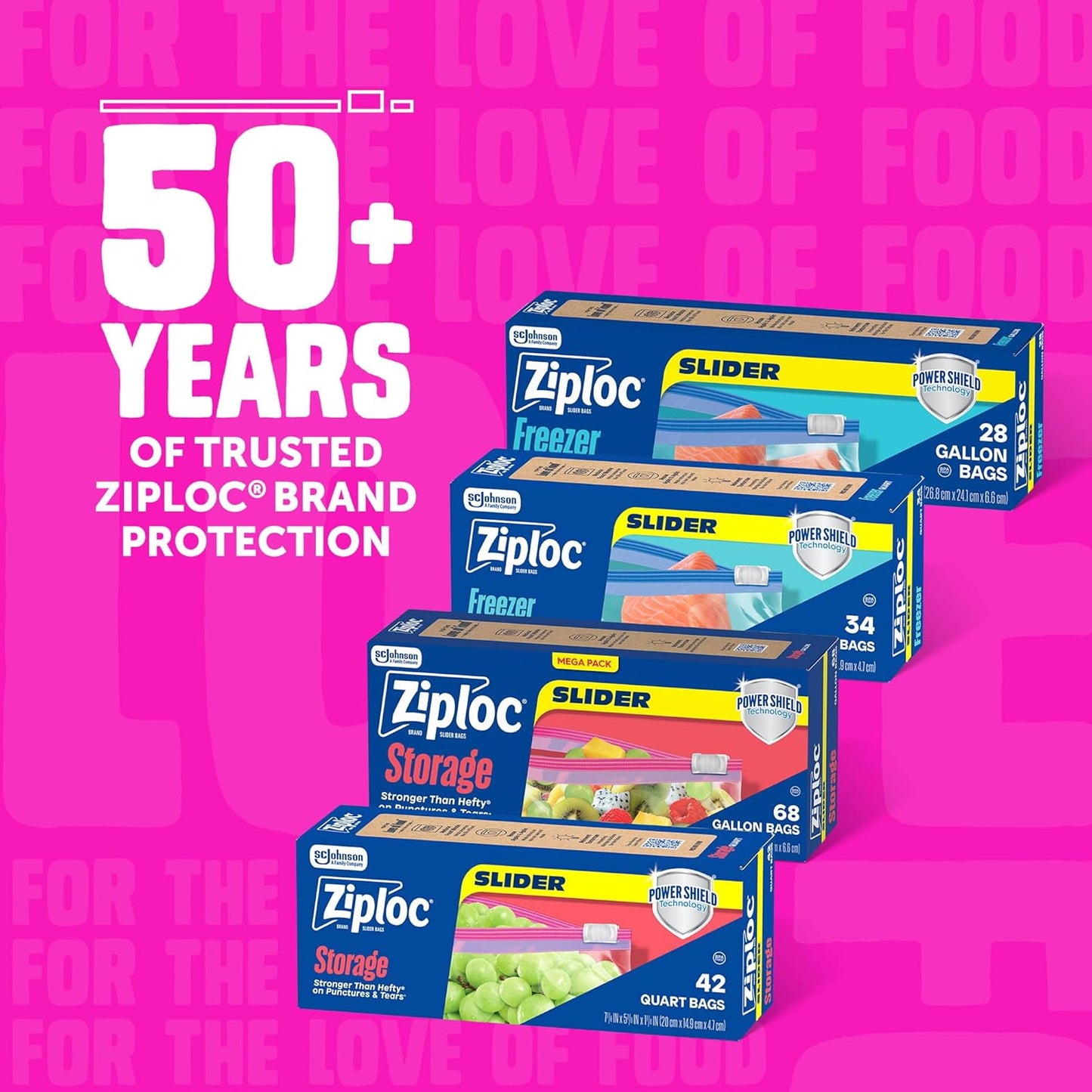 Ziploc Gallon Food Storage Slider Bags, Power Shield Technology for More Durability, 104 Bags Total