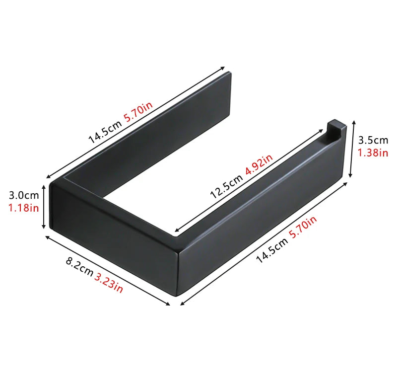 Matte Black Stainless Steel Toilet Paper Holder with Easy Damage Free Install