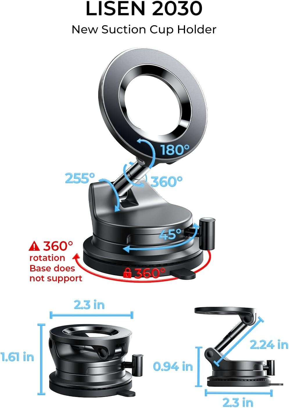 for Magsafe Car Mount, Magnetic Phone Holders for Your Car Vacuum, Phone Mount for Car Accessories for Women Men Jeep BMW, Suction Phone Holder Gifts Kits, for Iphone 17 Pro Max 16 15 14 13 12