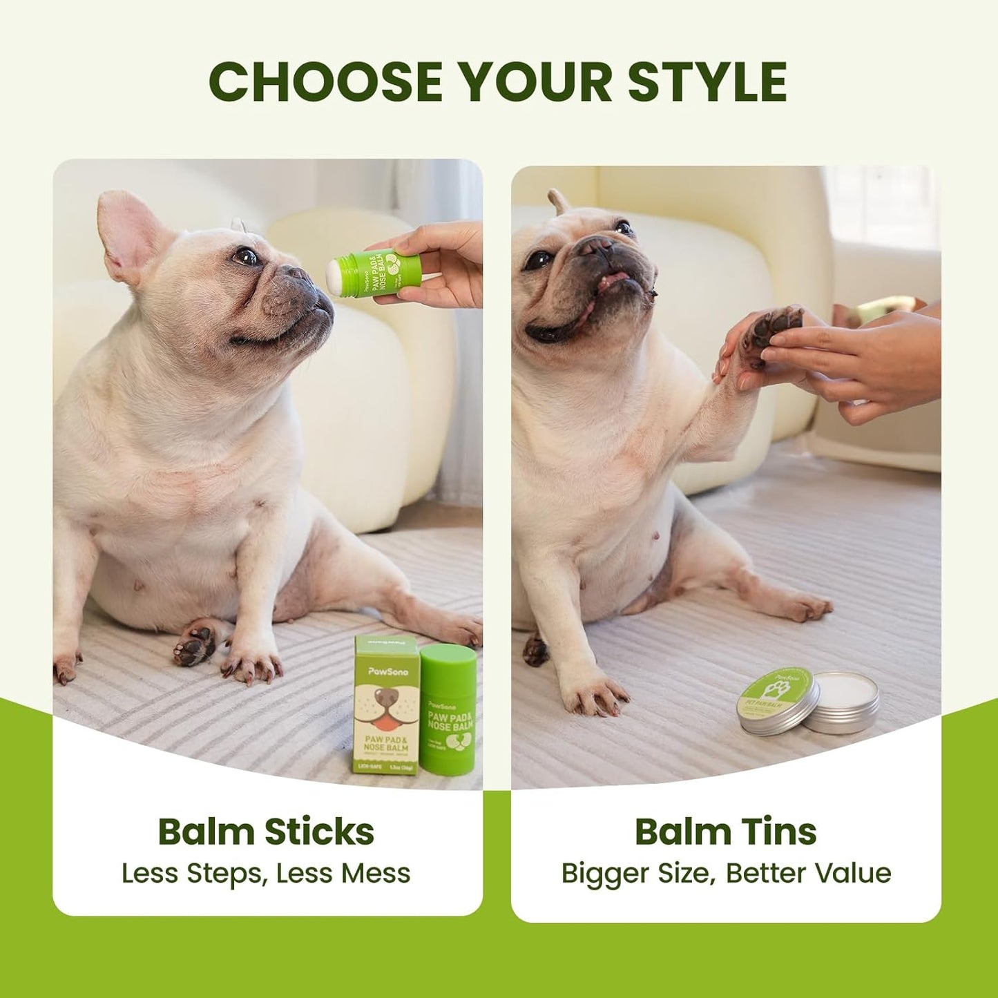 Lick-Safe Dog Paw & Nose Balm with Coconut Oil | All-Natural Moisturizer & Soother for Dry, Cracked Pads & Snout | Summer Hot Pavement & Sand Paw Wax, Nose Butter for Bulldogs (2.1 Oz / 60 G)