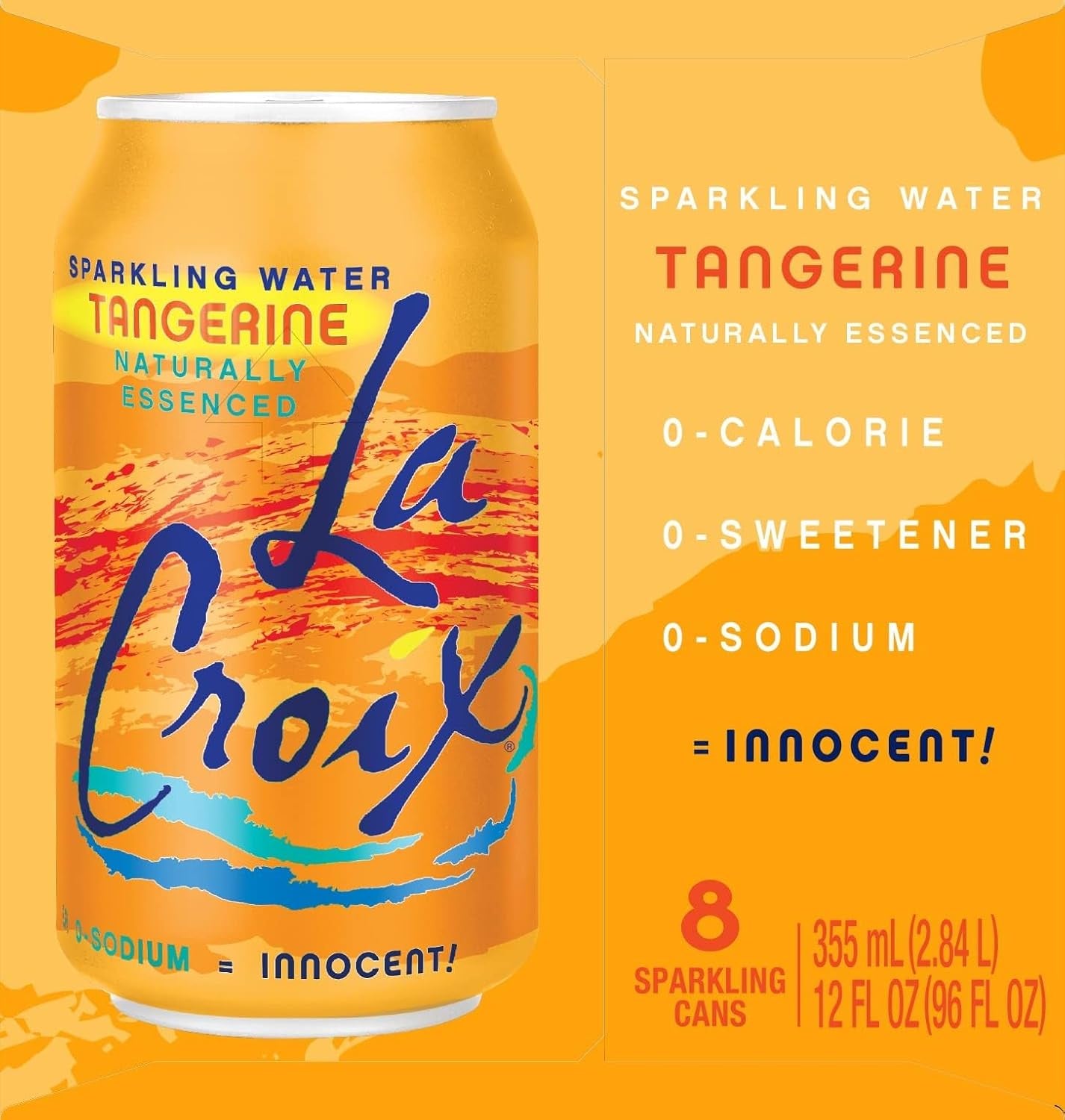 La Croix Sparkling Water, Tangerine, 12 Fl Oz (Pack of 8)