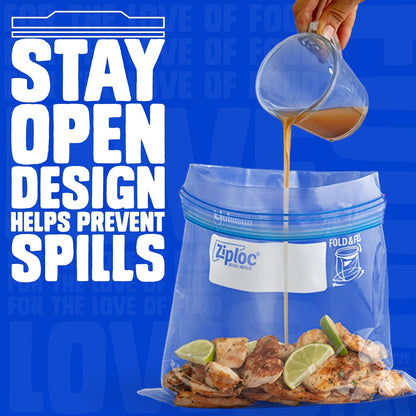 Ziploc Gallon Food Storage Freezer Bags, Stay Open Design, Easy to Fill, 66 Count