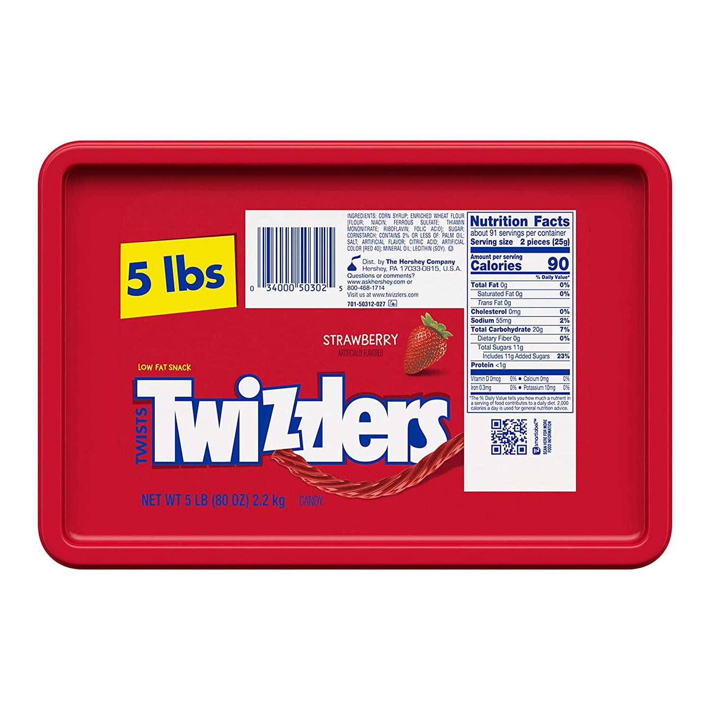 Twists Strawberry Flavored Licorice Style, Chewy Holiday Candy Tub, 5 Lb