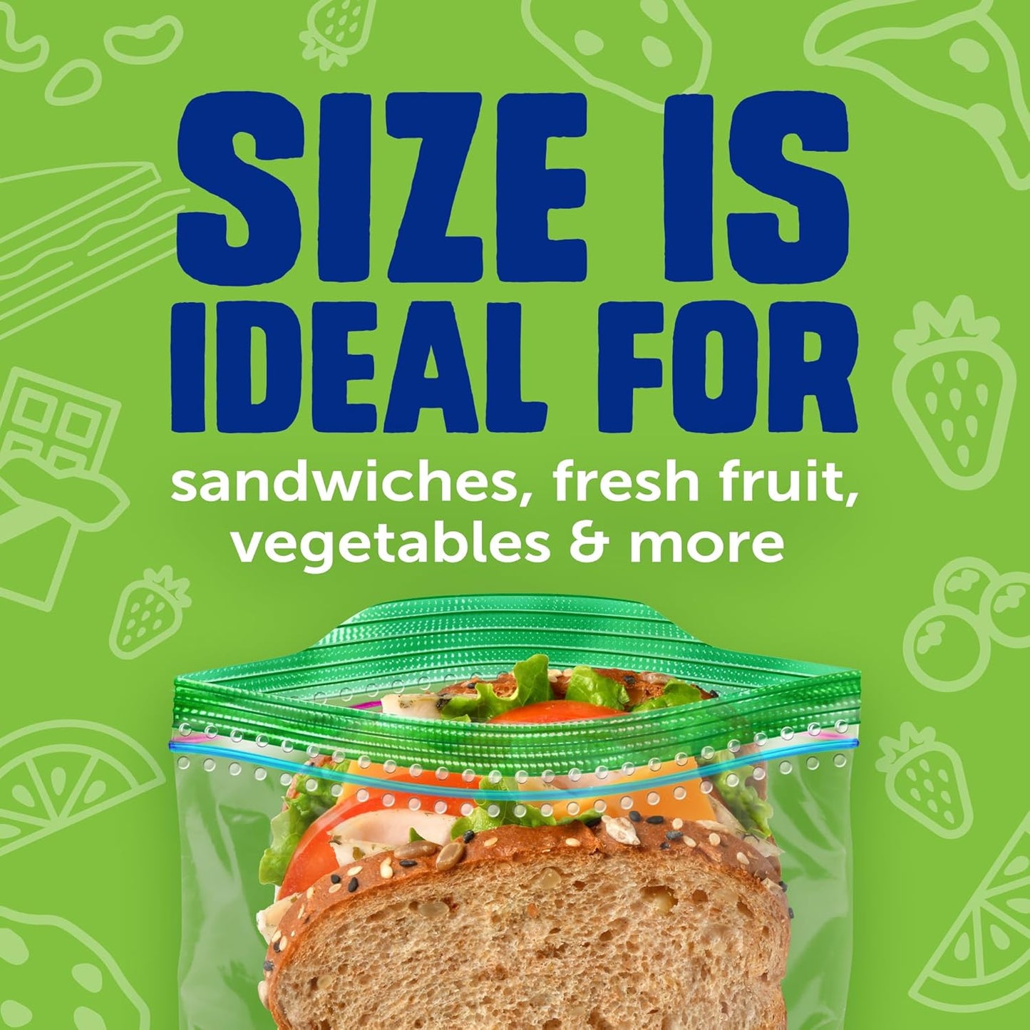Ziploc Sandwich and Snack Bags with Easyguide Texture, Plastic Storage Bags with Grip 'N Seal Technology, 105 Bags Total