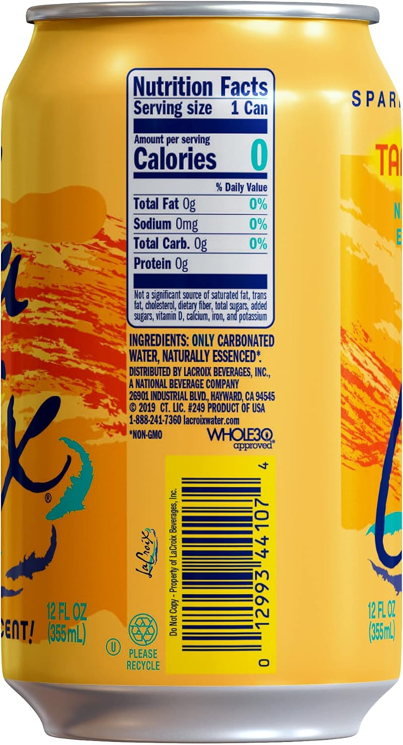 La Croix Sparkling Water, Tangerine, 12 Fl Oz (Pack of 8)