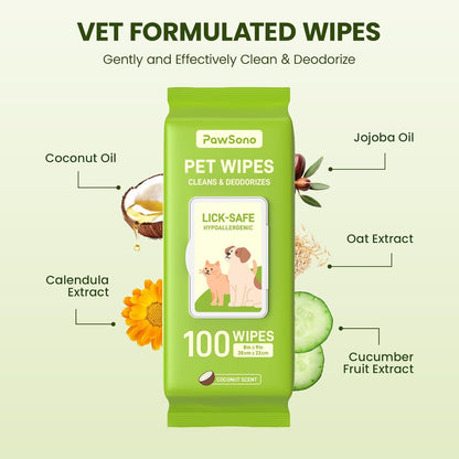 Hypoallergenic Pet Wipes for Dogs, Cats & Small Animals – Quick Clean & Deodorize Paws, Butt, Eyes, Face & Fur | Daily Grooming Wipes | Extra Large & Thick | Coconut Scented, 400 Count