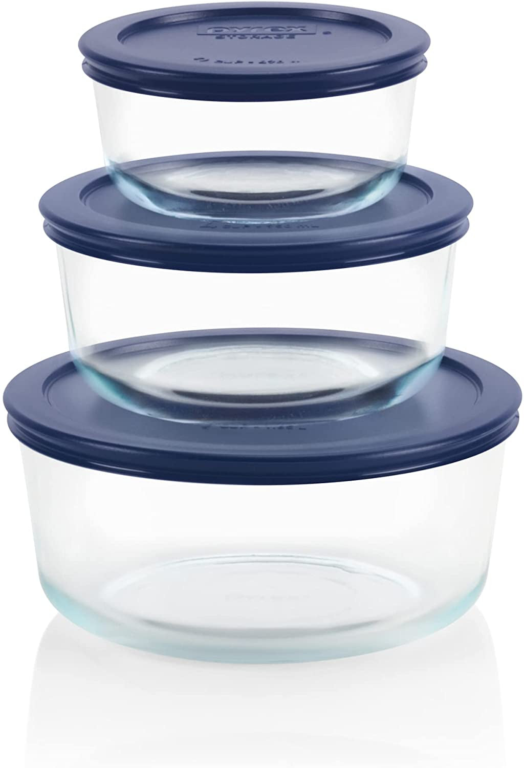 Simply Store (3-Pack) Glass Food Storage Containers Set, (2, 4 & 7 Cup) Meal Prep Containers with Plastic Bpa-Free Lids, Dishwasher & Microwave Safe