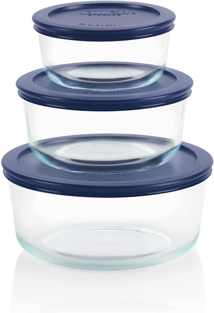 Simply Store (3-Pack) Glass Food Storage Containers Set, (2, 4 & 7 Cup) Meal Prep Containers with Plastic Bpa-Free Lids, Dishwasher & Microwave Safe