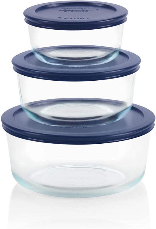Simply Store (3-Pack) Glass Food Storage Containers Set, (2, 4 & 7 Cup) Meal Prep Containers with Plastic Bpa-Free Lids, Dishwasher & Microwave Safe