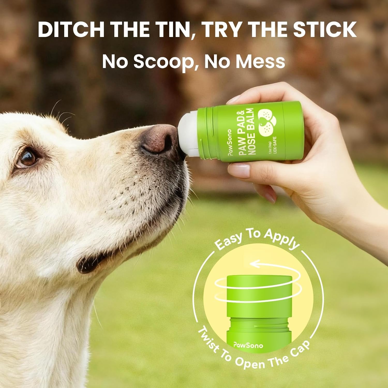 Lick-Safe Dog Paw & Nose Balm with Coconut Oil | All-Natural Moisturizer & Soother for Dry, Cracked Pads & Snout | Heat & Cold Pavement Protection Wax | Horse Hoof, Joint Care (1.3 Oz