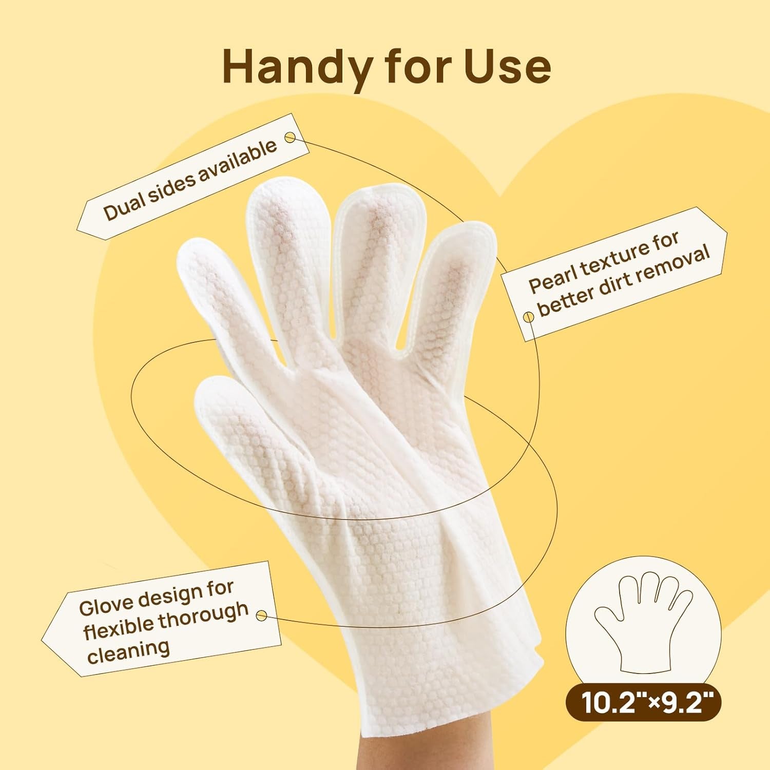 Dog Wipes Cleaning Deodorizing Glove Wipes for Dogs, Cats & Horses, Vet Recommended Hypoallergenic Hydrating & Nourishing Pet Wipes for Eyes, Ears, Butt & Paws, No-Rinse, 6Pcs Coconut Scent