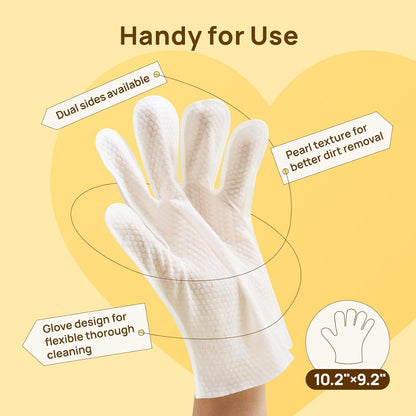 Dog Wipes Cleaning Deodorizing Glove Wipes for Dogs, Cats & Horses, Vet Recommended Hypoallergenic Hydrating & Nourishing Pet Wipes for Eyes, Ears, Butt & Paws, No-Rinse, 6Pcs Coconut Scent