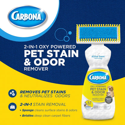 2-In-1 Oxy-Powered Pet Stain & Odor Remover (13.5 Fl Oz), Carpet Spot Cleaner Removes Urine Odor, Lifts Mud & Vomit Stains, Prevents Resoiling