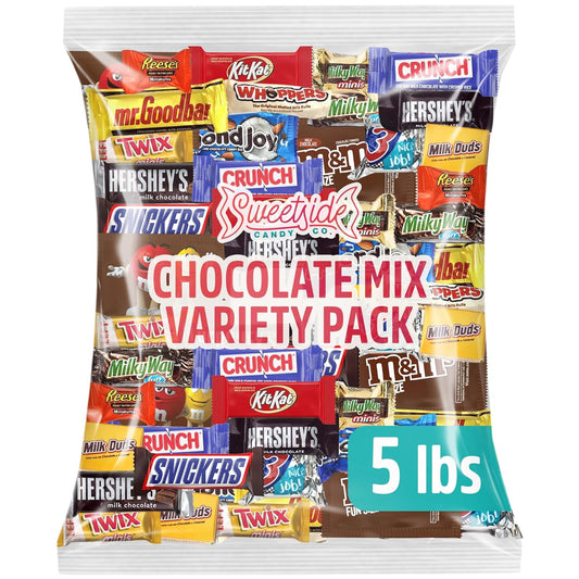 Chocolate Assorted Candy Variety Pack - 5 Lb Bulk - Individually Wrapped Mixed Candy Bag - Assorted Chocolates Mix for Parties, Office, Holidays.