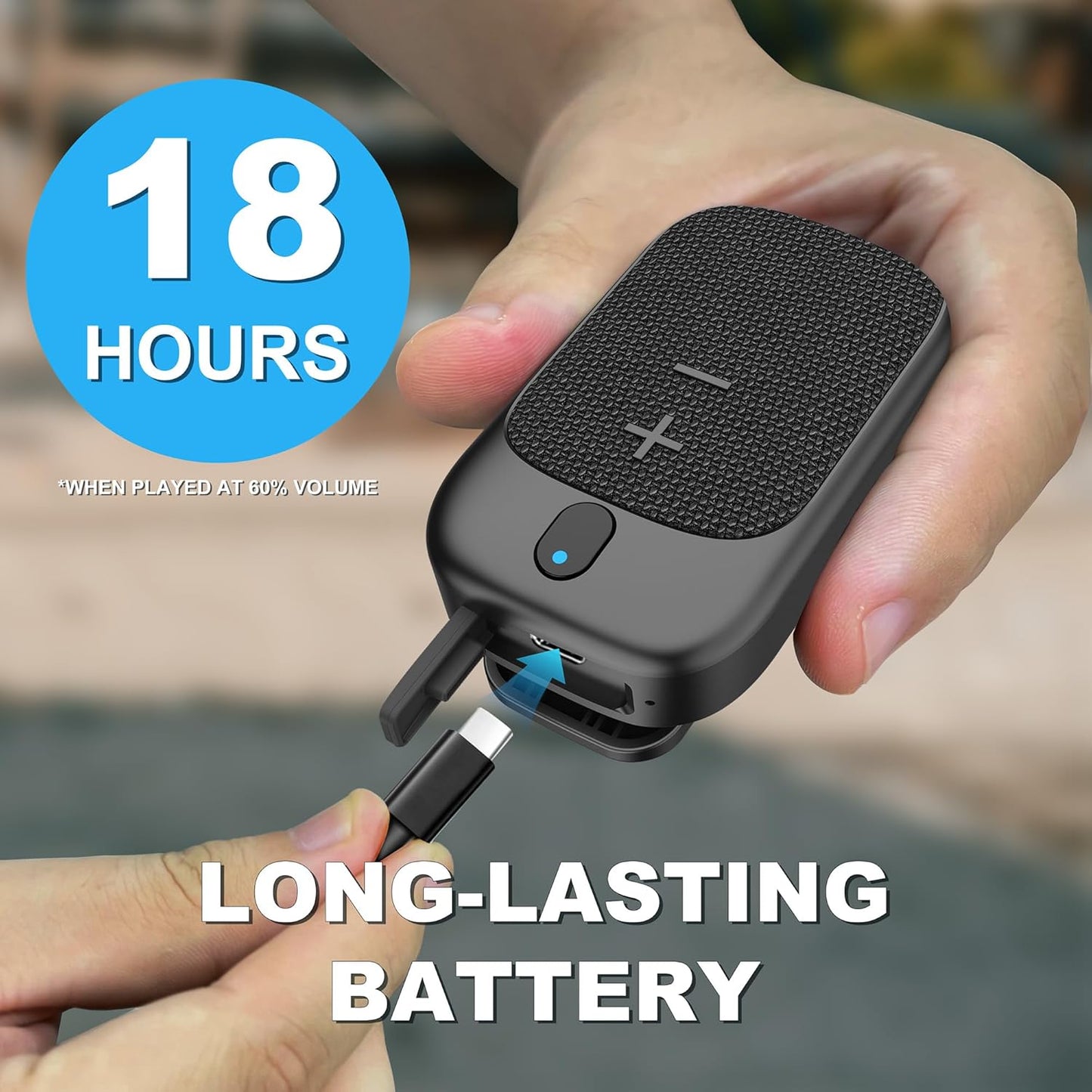 Wearable Bluetooth Speaker, Clip-On Wireless Portable Speaker Built-In Mics for Hands-Free Music and Calls, Waterproof Outdoor Mini Speakers for Working, Hiking, Running, 18H Playtime, 1 Pack