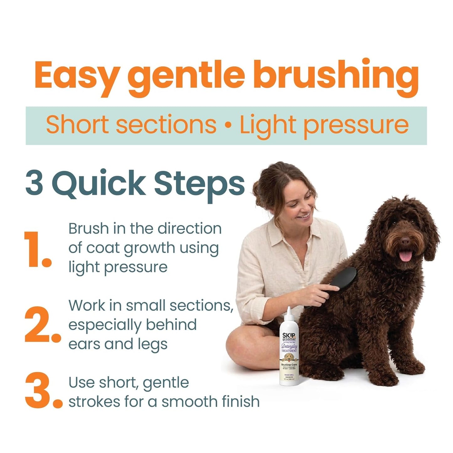 Pin Brush for Dogs, Gentle Dog Brush for Long Haired Dogs – Routine Essential for Goldendoodles, Poodles & Doodles, No-Scratch Rounded Pins for Sensitive Skin, Flexible Cushion Base –