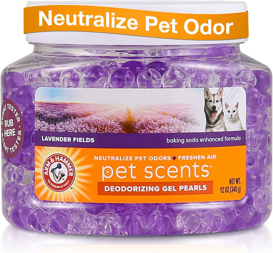 for Pets Air Care Pet Scents Deodorizing Gel Beads, Pet Odor Eliminator for Rooms Closets and Small Spaces with Long Lasting Odor Control, Lavender Fields Scent, 12 Oz