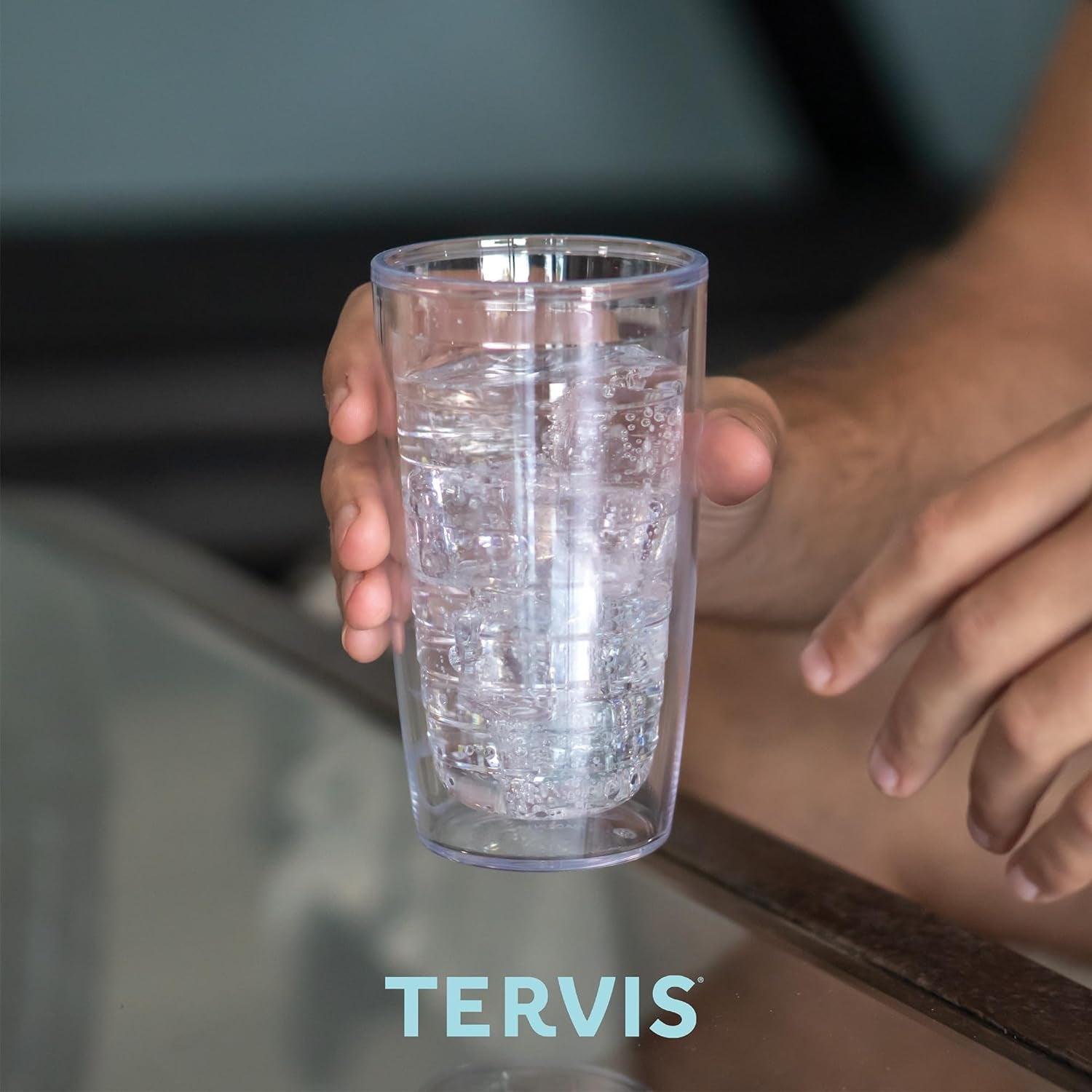 Clear & Colorful Tabletop Made in USA Double Walled Insulated Tumbler Travel Cup Keeps Drinks Cold & Hot, 16Oz - 4Pk, Clear