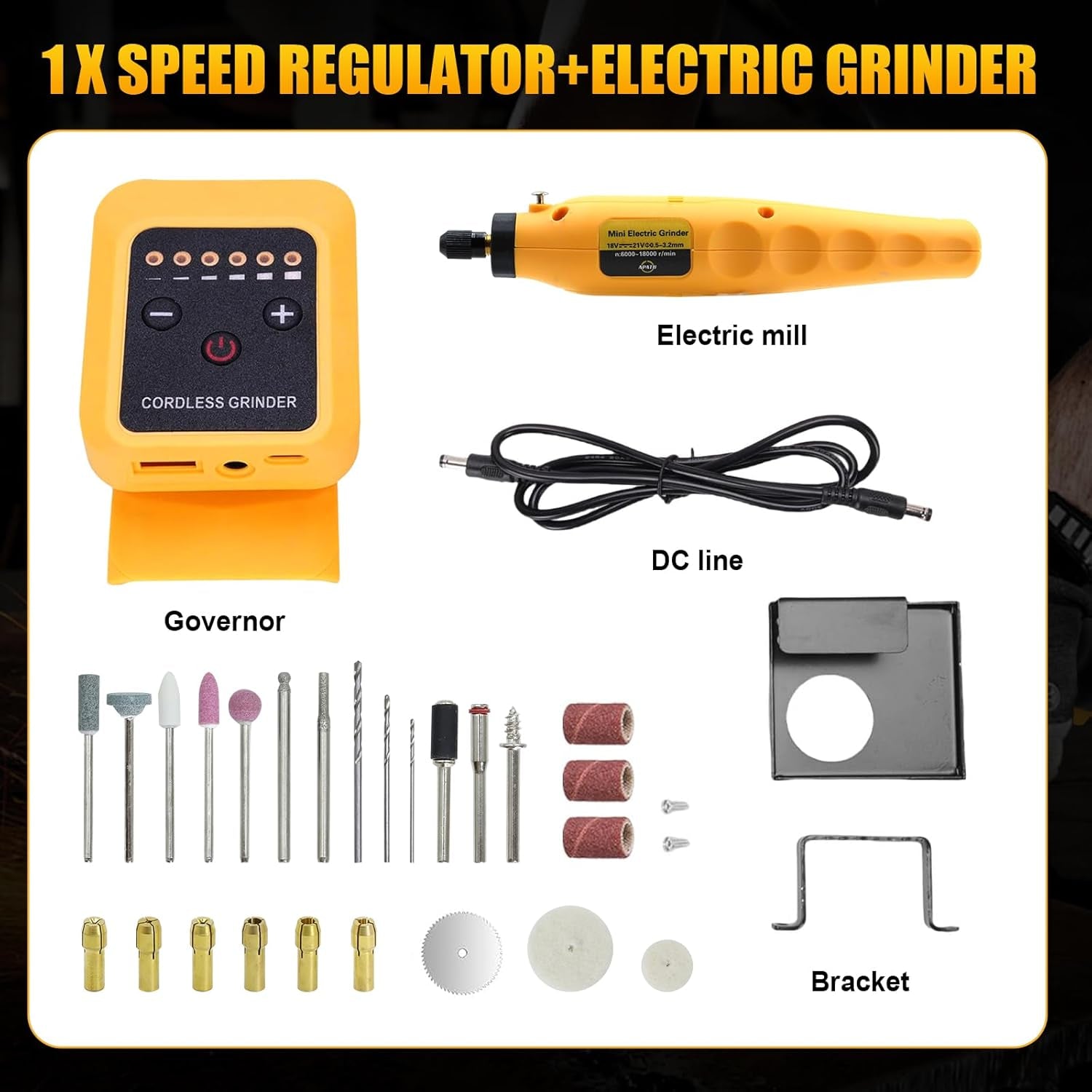 Cordless Rotary Tool Kit for DEWALT 20V Max Battery, 6-Speed with 25 Accessories, Multi-Purpose Power Rotary Tool for Sanding, Polishing, Drilling, Etching, Engraving, DIY Crafts (No Battery)