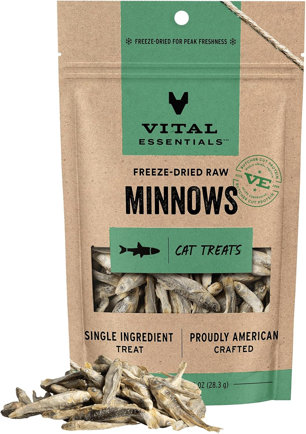 Freeze Dried Minnows Cat Treats | Single Ingredient | Premium Quality | Grain Free, Healthy Treats for Cats, 1 Oz Bag