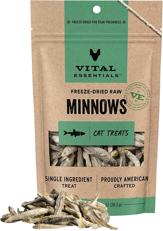 Freeze Dried Minnows Cat Treats | Single Ingredient | Premium Quality | Grain Free, Healthy Treats for Cats, 1 Oz Bag