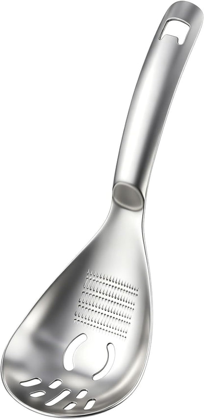 Multifunctional 5-In-1 Cooking Spoon, 18/8 304 Stainless Steel Kitchen Tool for Potato Masher, Egg Separator, Bottle Opener and Mixing Stirrer