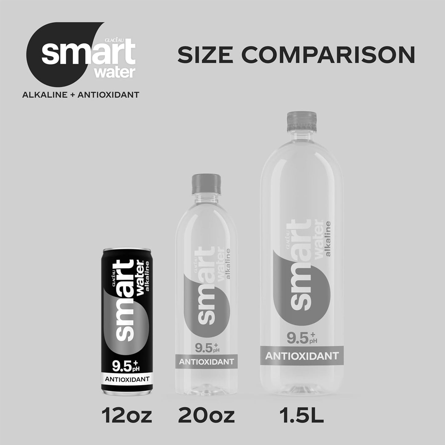 Smartwater Premium Canned Alkaline Water with Antioxidants, 12 Fl. Oz. Sleek Cans, 8-Pack