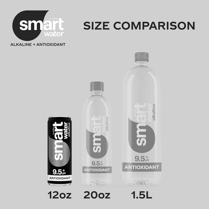 Smartwater Premium Canned Alkaline Water with Antioxidants, 12 Fl. Oz. Sleek Cans, 8-Pack