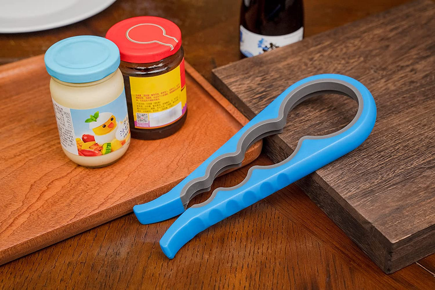 Anti-Skid Jar Opener Jar Lid Remover Rubber Can Opener Kitchen Grippers to Remove Stubborn Lids, Caps and Bottles Great Kitchen Gadgets for Small Hands or Seniors,Blue
