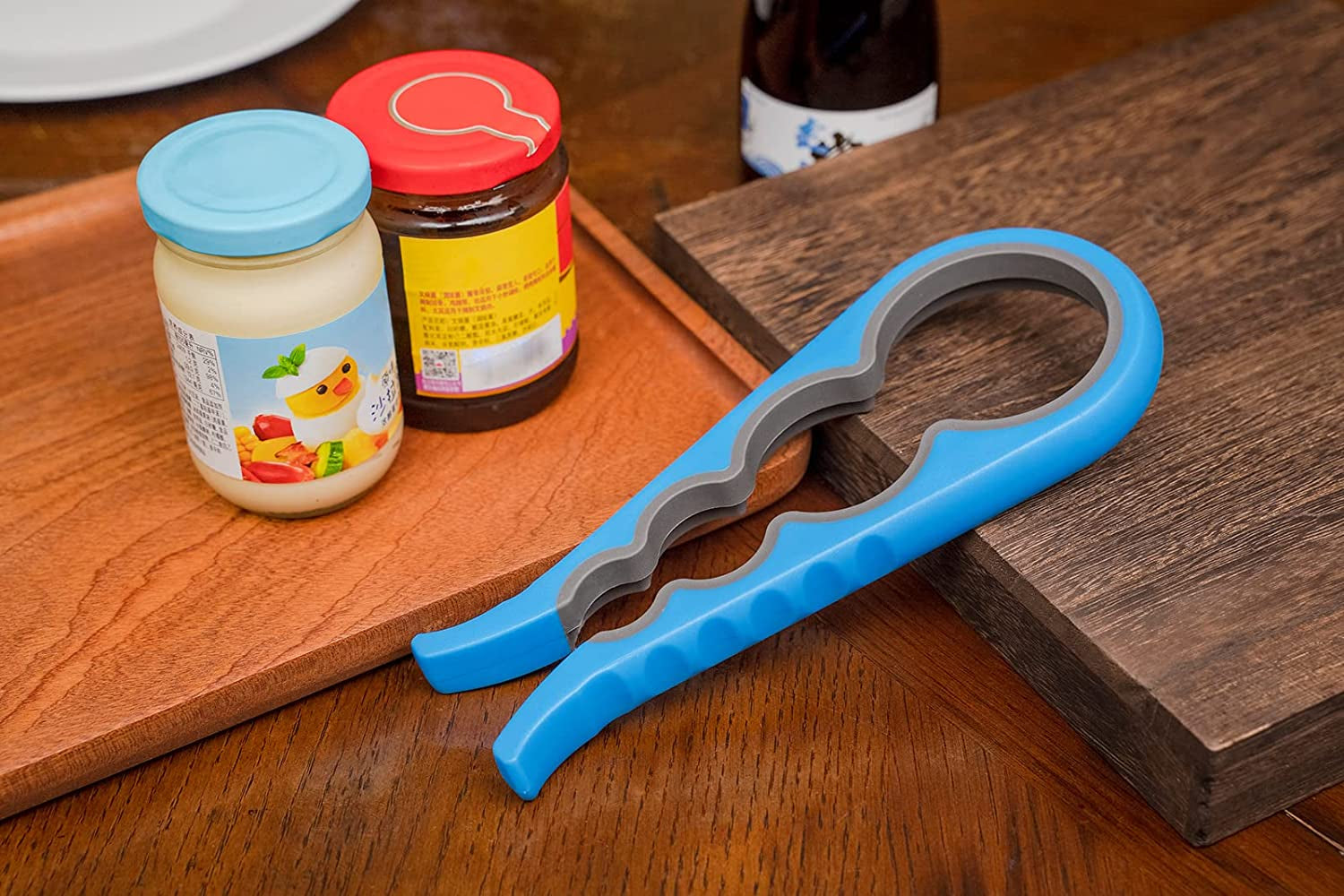 Anti-Skid Jar Opener Jar Lid Remover Rubber Can Opener Kitchen Grippers to Remove Stubborn Lids, Caps and Bottles Great Kitchen Gadgets for Small Hands or Seniors,Blue