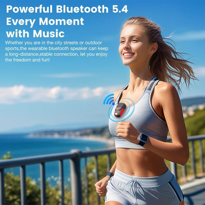 2026 Upgrade Wearable Bluetooth 5.4 Speaker, IPX6 Waterproof Clip on Wireless Speakers, Portable Speaker with RGB Lights and Flash, Built-In Mic,15H Playtime for Cycling/Home/Party/Beach/Outdoor(Red)