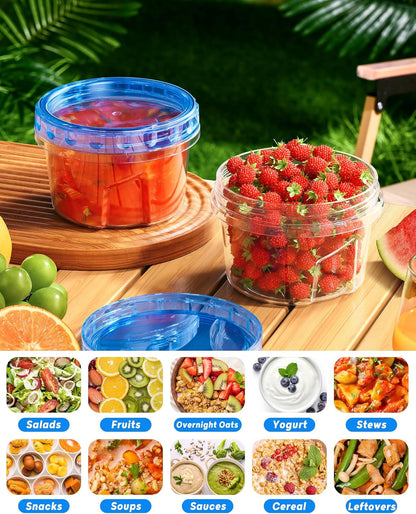 6 Pack-17Oz Freezer Storage Containers, Plastic Food Storage Containers with Twist Top Lids, BPA Free and Reusable Soup Containers with Lid, Microwave and Dishwasher Safe