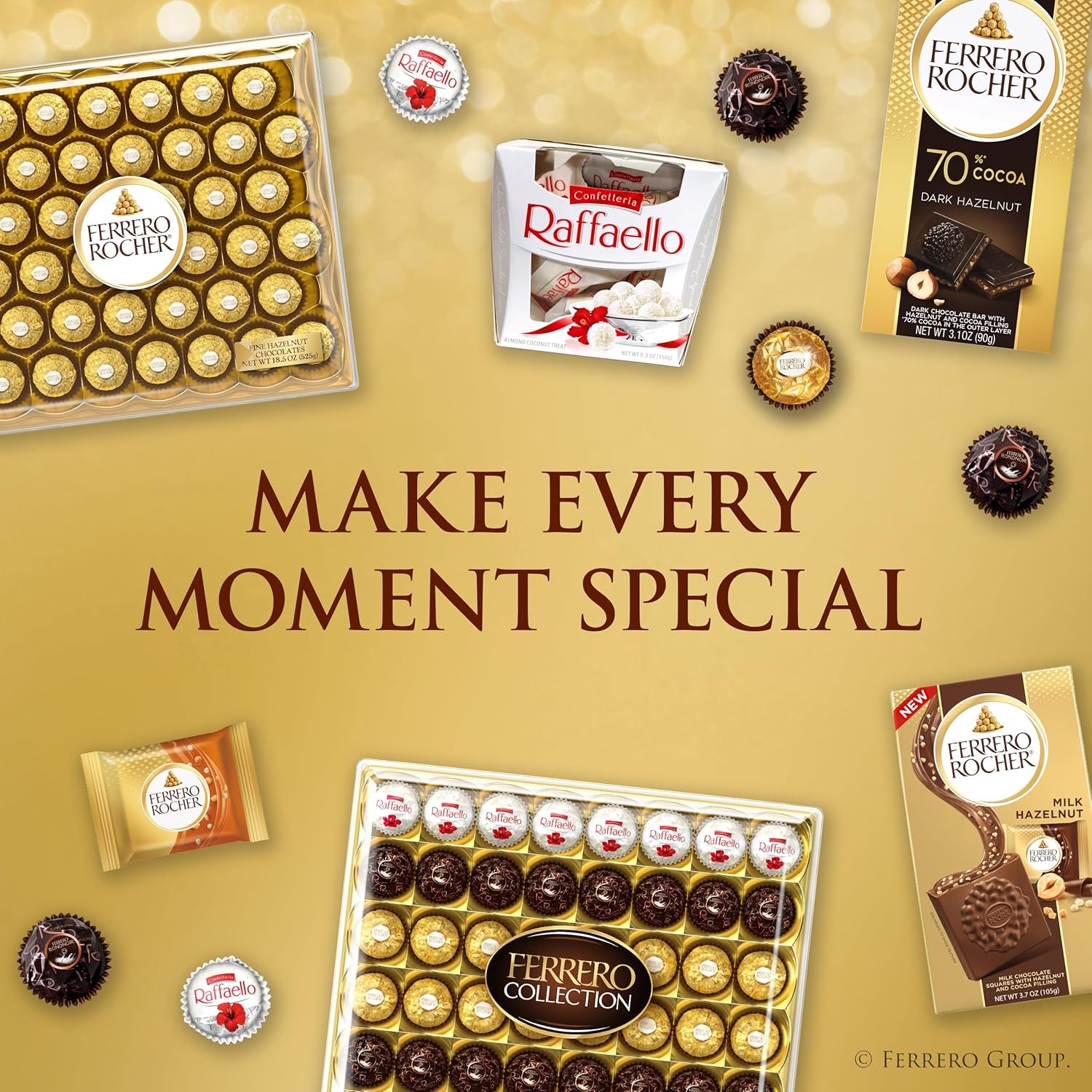 Gourmet Hazelnut Milk Chocolate Gift Box, 24 Individually Wrapped Chocolates, 10.6 Oz