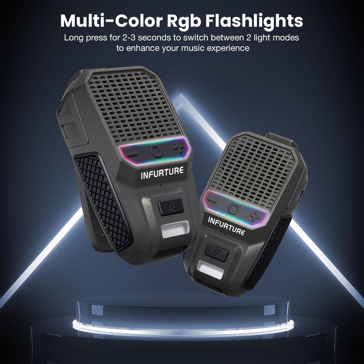 Wearable Bluetooth Speaker Clip on Speaker with Rgb/Flashlight Shower Speake Built-In Noise Reduction Mic, Bathroom Speakers for Hands-Free Music/Calls-For Work/Riding/Outdoor, Ideal Gifts