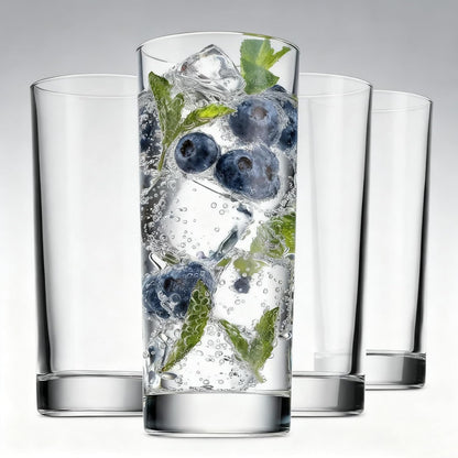 Everyday Drinking Glasses Set of 8, 14Oz Tall Glass Cups & 10.5Oz Short Dof Glasses Glass Water Cups, Hurricane Tumbler Drinkware for Cocktail, Iced Coffee, Beer, Tea, Wine, Whiskey