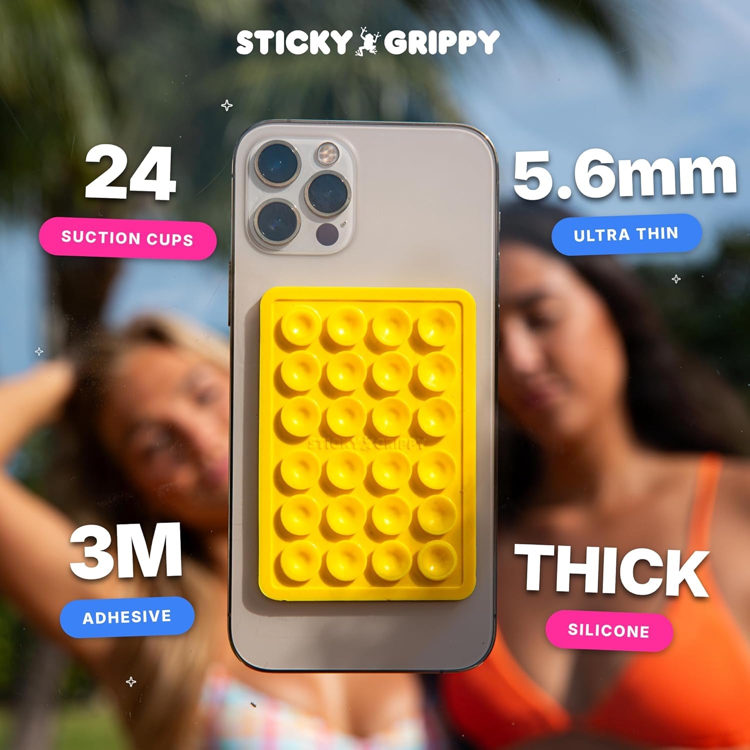 Suction Phone Case Mount, Sillicon Adhesive Phone Accessory for Iphone and Android, Hands-Free Strong Grip Mirror Shower Phone Holder, Tiktok Videos and Selfies (Pink)