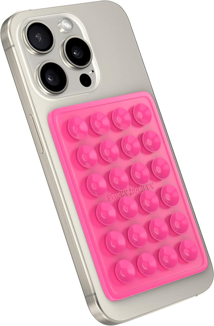 Suction Phone Case Mount, Sillicon Adhesive Phone Accessory for Iphone and Android, Hands-Free Strong Grip Mirror Shower Phone Holder, Tiktok Videos and Selfies (Pink)