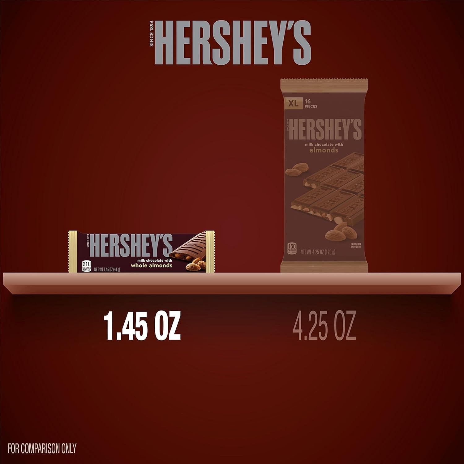 Milk Chocolate with Whole Almonds Candy Bars, 1.45 Oz (6 Count)