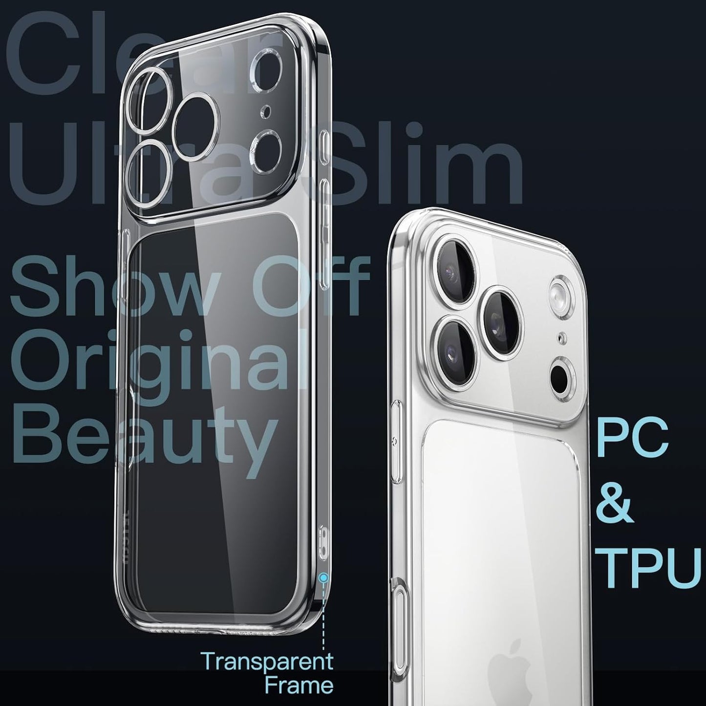 Slim Case for Iphone 17 Pro Max 6.9-Inch with Camera Lens Full Protection, Ultra-Thin Lightweight Clear Minimalist Protective Phone Cover (Clear)