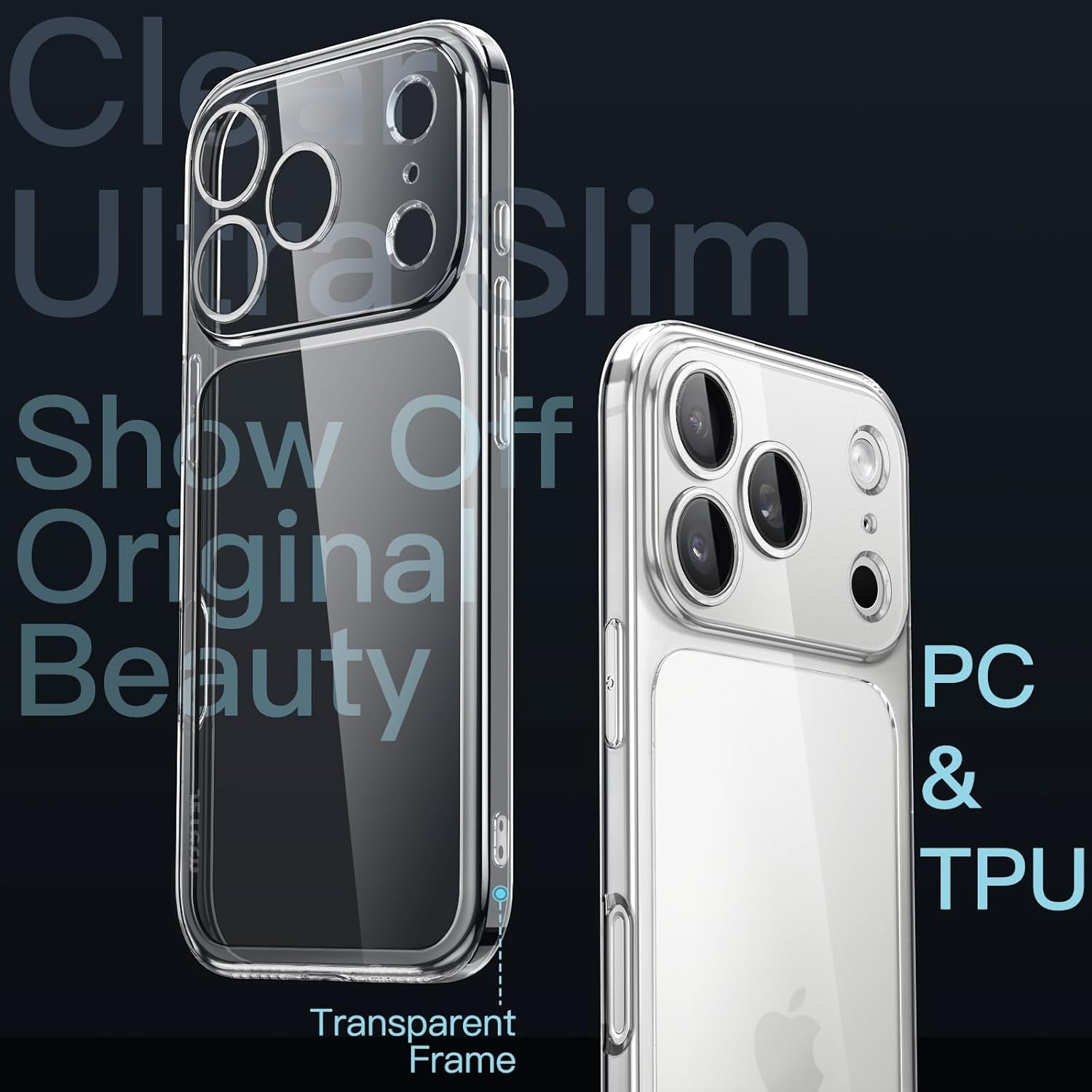 Slim Case for Iphone 17 Pro Max 6.9-Inch with Camera Lens Full Protection, Ultra-Thin Lightweight Clear Minimalist Protective Phone Cover (Clear)