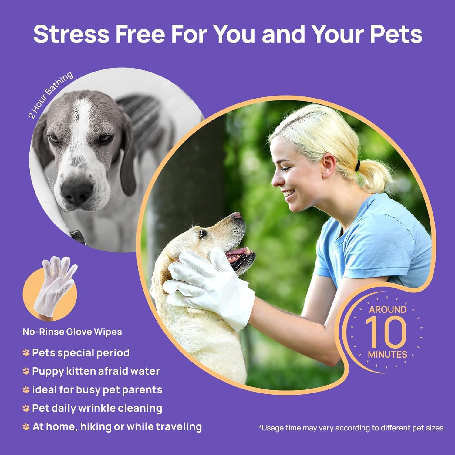 Dog Wipes Cleaning Deodorizing Glove Wipes for Dogs, Cats & Horses, Vet Recommended Hypoallergenic Hydrating & Nourishing Pet Wipes for Eyes, Ears, Butt & Paws, No-Rinse, 20Pcs Coconut Scent
