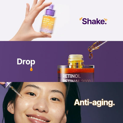 Retinol 0.1% + Retinal 0.1% Anti-Aging Facial Serum | for Wrinkles, Fine Lines & Firmer Skin | Dual Retinoids with NAD+, Improve Elasticity & Skin Texture | Korean Skincare, 30Ml 1.01 Fl.Oz