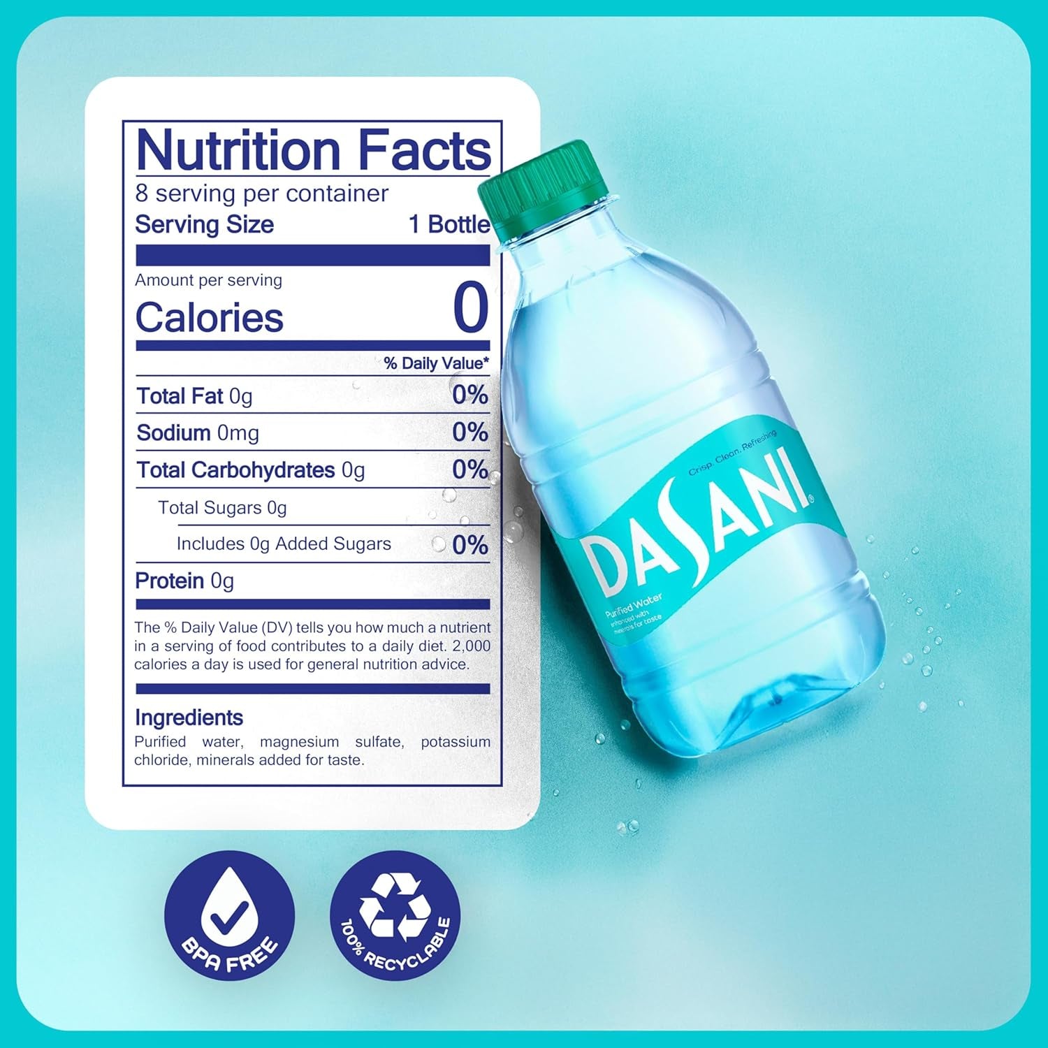 Purified Water Enhanced with Minerals, 12 Fl Oz (Pack of 8)