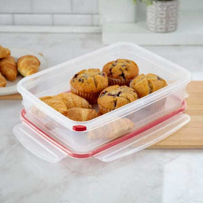Food Storage Container Ultra-Seal Clear Rectangular 16 Cup, Rocket Red Trim