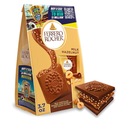 Premium Milk Hazelnut Chocolate Squares, Individually Wrapped Chocolates, Great for Sharing or Gifting, 3.7 Oz