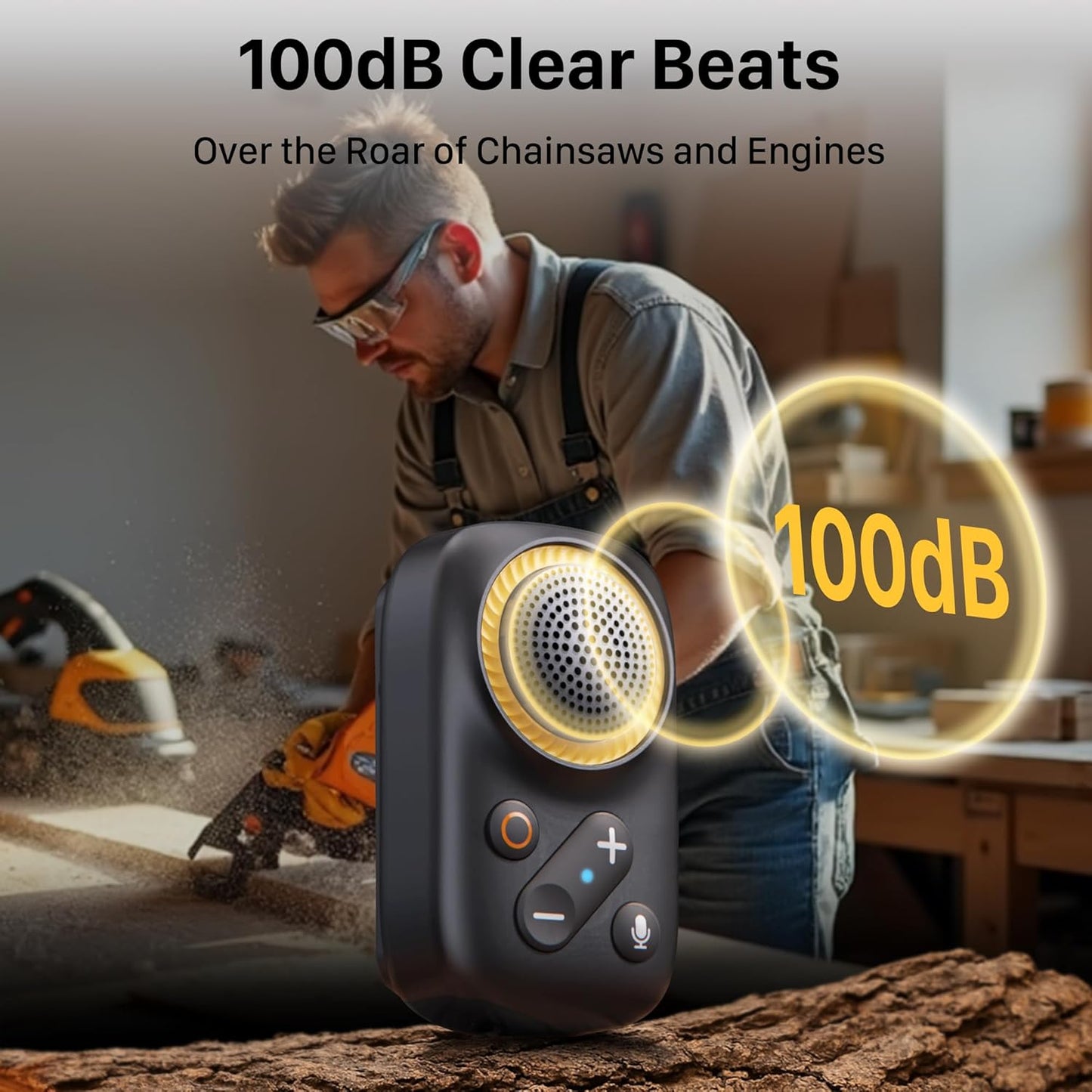 Wearable Bluetooth Speaker Clip On-Upgraded 800Mah Battery for 20 Hours Playtime, Waterproof Small Wearable Wireless Speaker with 120Db Loud Mic for Golf, Hiking, Jobsite - Black