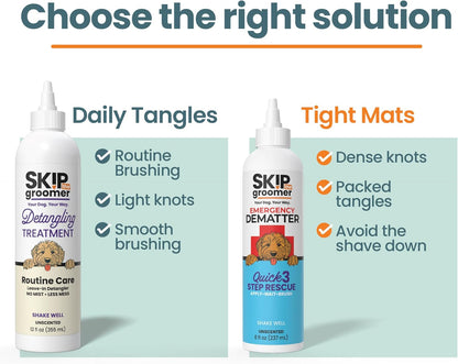 Detangling Treatment for Dogs, Leave-In Conditioner Detangler for Matted Hair, Knots & Tangles | Goldendoodles, Poodles, Doodles & Long-Haired Breeds | No Mist, Squeeze Bottle, 12 Oz
