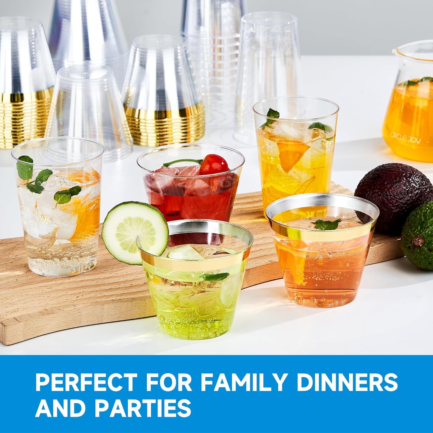 9 Oz Clear Plastic Cups 100 Packs, Disposable Plastic Party Cups Tumblers, Cocktail Cups, Perfect for Parties, Wedding and Events