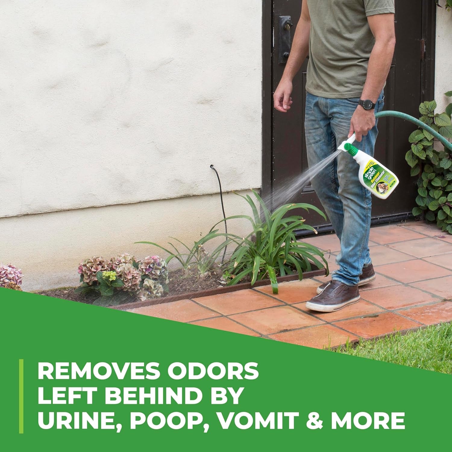 Outdoor Odor Eliminator for Pets, Dogs, Ideal for Artificial Grass & Patio (32 Oz Hose End Sprayer & 1 Gallon Refill)